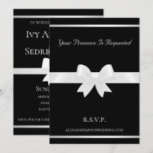 Bow blanc & Black Classic Faire-part de mariage