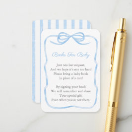 Bow Blau und Weiß bringen eine Babydusche zum Büch Begleitkarte