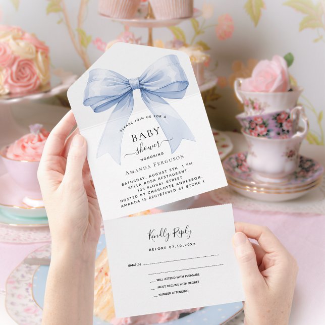 Bow blue boy BABY ShowuAwg All In One Einladung (Von Creator hochgeladen)