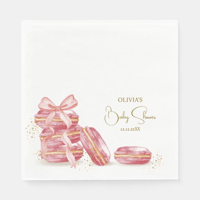 Bow Bonjour Bébé French Macarons Baby Shower Serviette (Vorderseite)