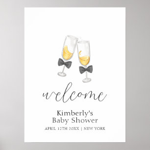 Bow Champagne Sip & See Baby Dusche Willkommen Poster