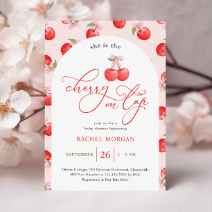 Bow Cherry auf der Top Baby Girl Shower Einladung