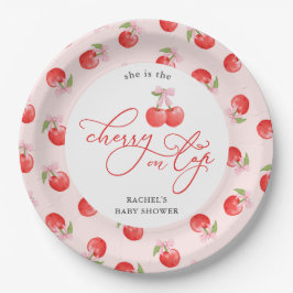 Bow Cherry auf der Top Baby Girl Shower Pappteller