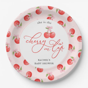 Bow Cherry auf der Top Baby Girl Shower Pappteller