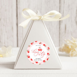 Bow Cherry auf der Top Baby Girl Shower Runder Aufkleber