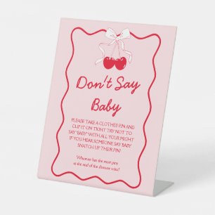 Bow Cherry Baby Shower Say Baby Game nicht Sockelschild