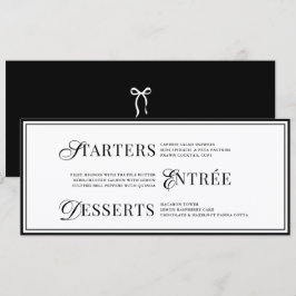 Bow Classic Old Money Black  & White Wedding Menükarte