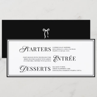 Bow Classic Old Money Black  & White Wedding Menükarte