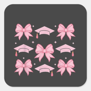 Bow coquette Abschluss Pink Palette 2025 Quadratischer Aufkleber