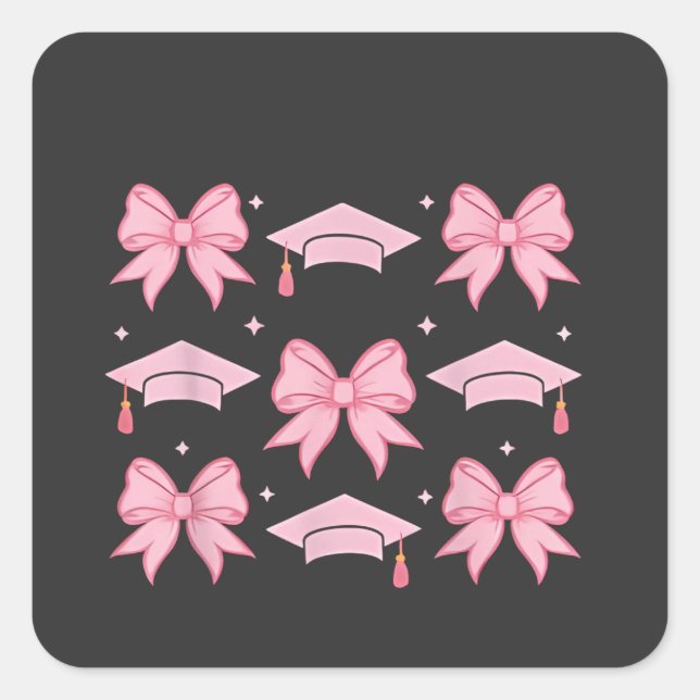 Bow coquette Abschluss Pink Palette 2025 Quadratischer Aufkleber (Vorderseite)