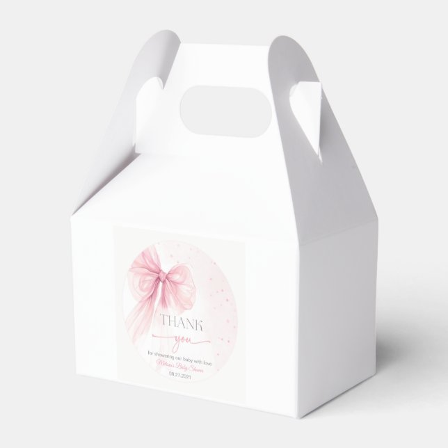 Bow Coquette Baby Shower Favor Box Geschenkschachtel (Vorderseite)