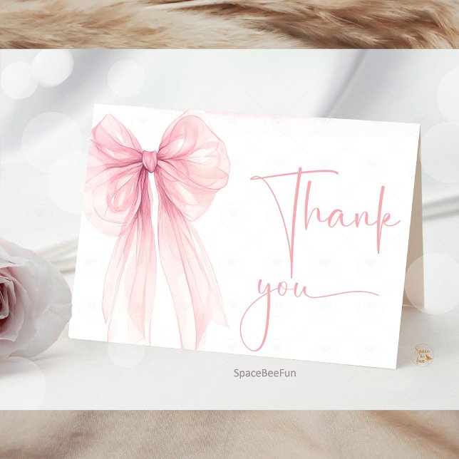 Bow Coquette Babydusche Dankeskarte (Bow Coquette, Baby Shower, Thank You Card, Elegant Bow, Printable Card, Baby Shower Decor, Stylish I)