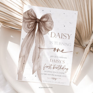 Bow Coquette Chocolate Mocha  Birthday  Einladung