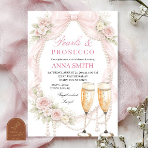 Bow Coquette Perlen und Prosecco Brautparty Einladung