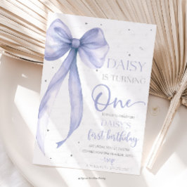 Bow Coquette Purple 1st Birthday  Einladung