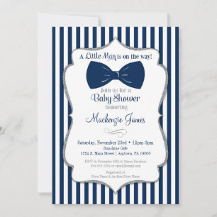 Bow Cravate Boy Baby shower Invitation Marine Arge