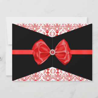 Bow Damask Einladung [rot]