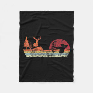 Bow Deer Jagd Vintage Retro Bogenschießen Fleecedecke