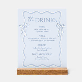 Bow Dusty Blue Wedding Drink Bar Acrylschild
