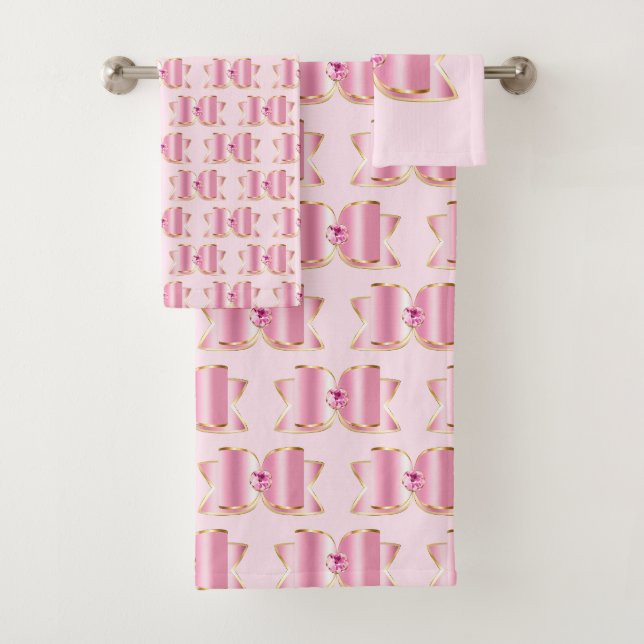 Bow en verre rose avec Motif en pierre angulaire (En situation)