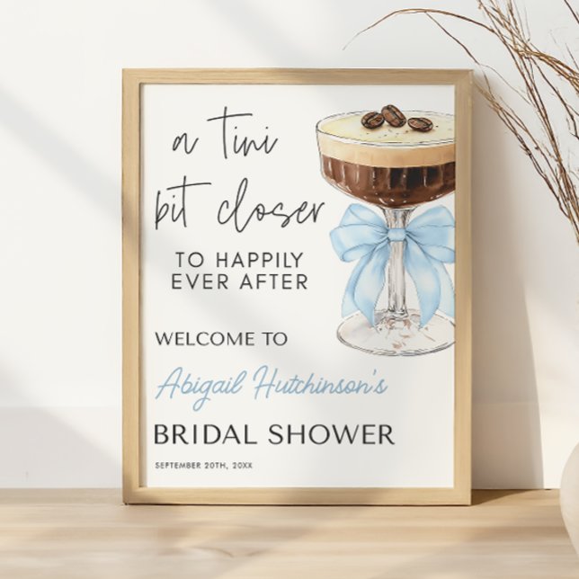 Bow Espresso Martini Brautparty - 16x20 Poster (Blue Bow Espresso Martini Bridal Shower - 16x20 Poster)