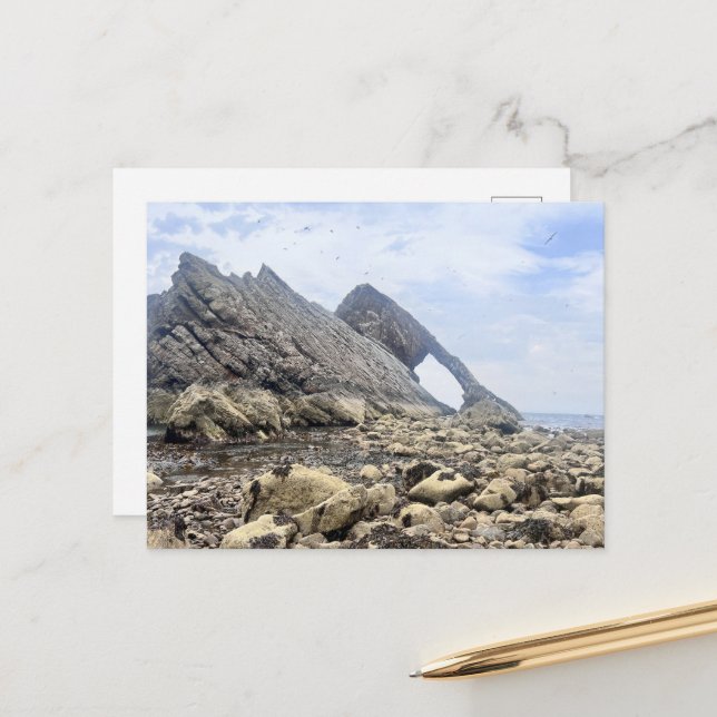 Bow Fiddle Rock Aberenshire Feiertagspostkarte (Vorderseite/Rückseite Beispiel)