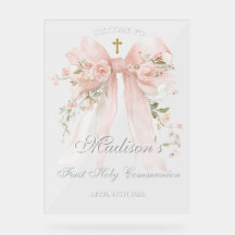 Bow First Holy Communion Acrylic Sign