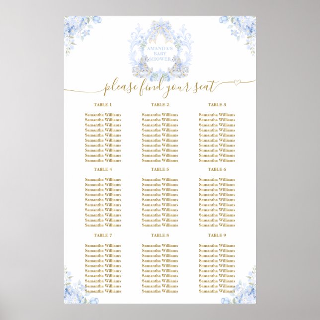 Bow Floral Teddy Bear Wappen Diagramm Poster (Vorne)