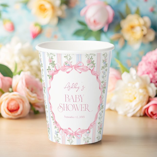 Bow Floral Vintag Baby Showdusche Baby Pappbecher (Von Creator hochgeladen)