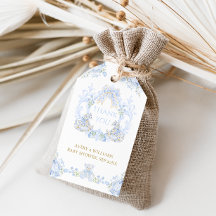 Bow Floral Wappen Rustic Blue Boy Baby Dusche