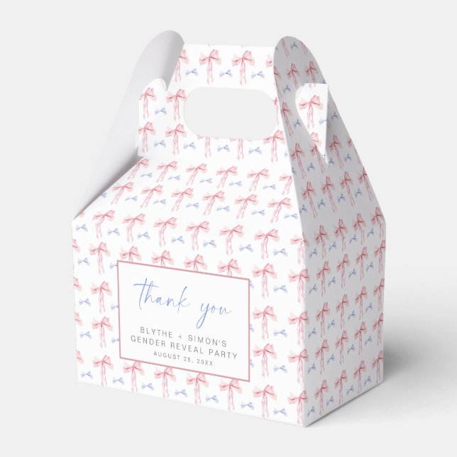 Bow Gender Reveve Gevor Box Pink Blue Coquette Geschenkschachtel (Vorderseite)