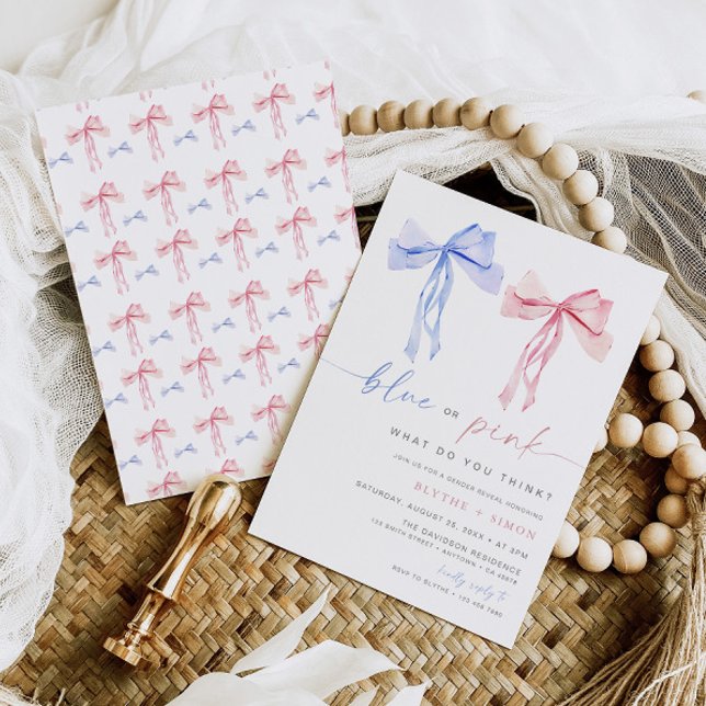 Bow Genre Reveillez Invitation Blue Rose Coquette (Créateur téléchargé)