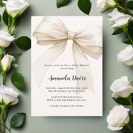 Bow geschlechtsneutral beige Babydusche Einladung
