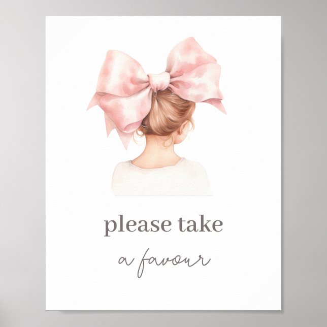 Bow Girl Birthday Favor Sign Poster (Vorne)