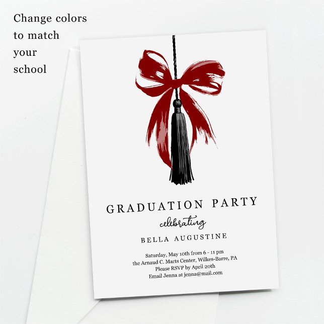 Bow Graduation Invitation Girl High School College Einladung (Von Creator hochgeladen)