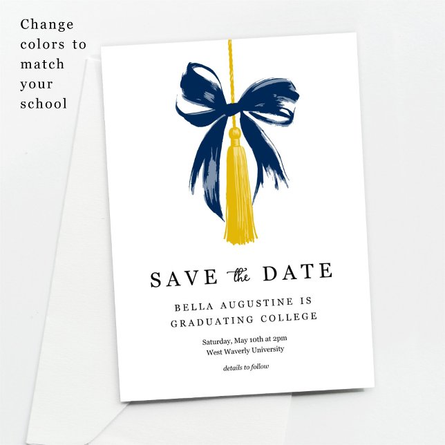 Bow Graduation Save the Date High School College Einladung (Von Creator hochgeladen)