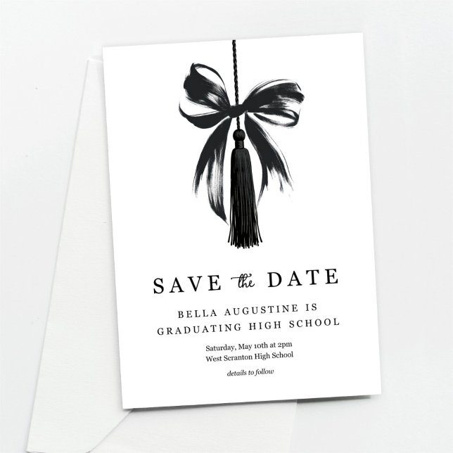 Bow Graduation Save the Date High School College Einladung (Von Creator hochgeladen)