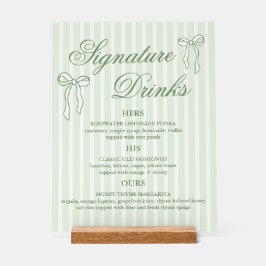 Bow Green Wedding Signature Drinks Cocktails Acrylschild
