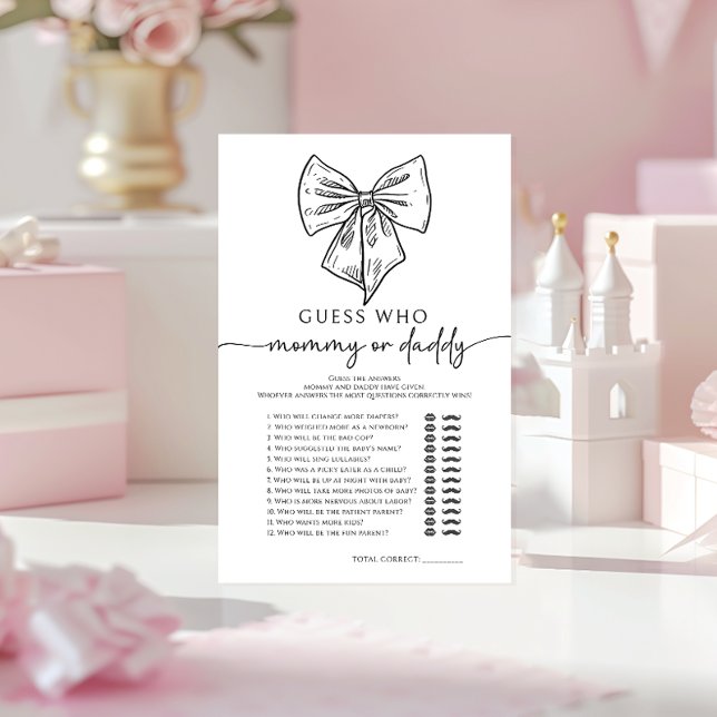 Bow Guess Who Mommy or Daddy Baby Girl Shower Game (Von Creator hochgeladen)
