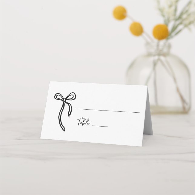 Bow Hand gezeichnete Hochzeitsblumen Platzkarte (Vorderseite)