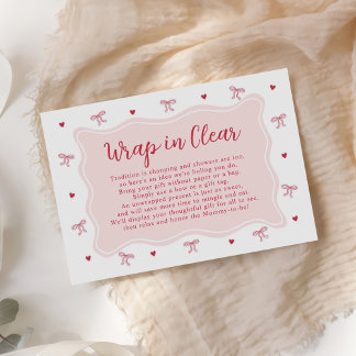 Bow Hearts Valentine Baby Shower Wrap In Clear Begleitkarte