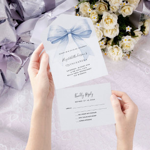 Bow hellblau Quinceanera uAwg All In One Einladung