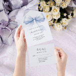 Bow hellblau Sweet 16 uAwg All In One Einladung<br><div class="desc">Ein hellblauer Hintergrund mit einem großen Bogen. Personalisieren und hinzufügen von Namen,  Party-Details,  UAWG,  Rücksendeadresse und Namen.</div>