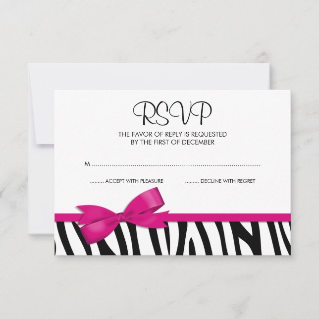 Bow imprimé rose chaud Zebra RSVP (Devant)