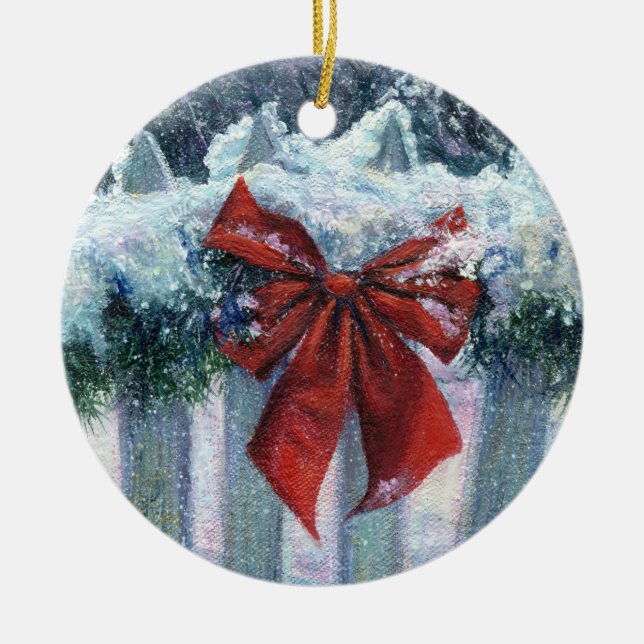 "Bow in the Snow"-Ornament Keramikornament (Vorne)