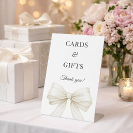 Bow ivory pearls elegant cards gifts sign sockelschild