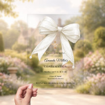 Bow ivory pearls girl elegant clear Confirmation