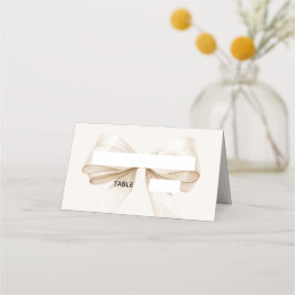 Bow Ivory Place Cards Elegant Folded Platzkarte