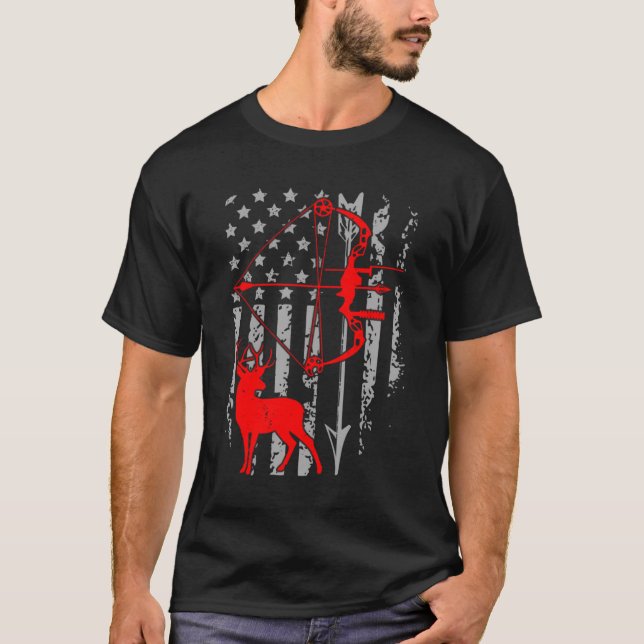 Bow Jagd auf amerikanisches Fahirsch für Bogenjäge T-Shirt (Vorderseite)