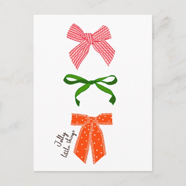 Bow Jolly Little Things Christmas  Einladungspostkarte (Vorderseite)